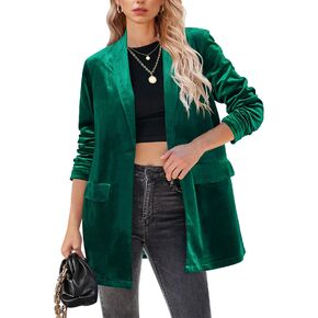 GRAPENT Velvet Blazers Jackets for Women Business Casual Oversized Long Suit Jacket Dressy Cardigan Blazer Work Office in Kuwait