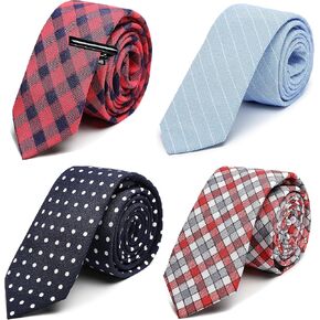 Tipabo Men's Ties, 4/12 Lot Classic Cotton Handmade Skinny Ties Necktie Sets for Men+1pc Tie Clip in Saudi Arabia