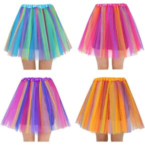 4 Pack Women's Adult Teen Classic Elastic Tulle Tutu Skirt Party Marathon Dance Costume Skirts in Saudi Arabia