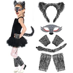Toylink Wolf Ears and Tail Set Kids Wolf Costume for Girls Women Halloween Cosplay Party Animal Costume Dress up Accessories in Kuwait