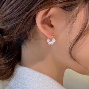 YienDoo Pearl Huggie Hoop Drop Earrings Gold Pierced Pearl Ear Cuff Lightweight Baroque Pearl Bead Dangle Earrings Statement Wedding Prom Pearl Wrap Studs Earrings Jewelry for Women and Girls