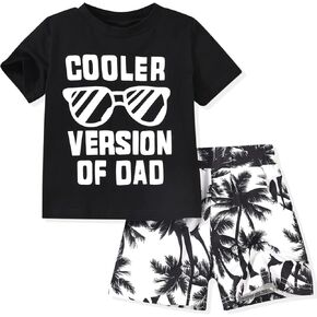 fioukiay Toddler Boy Summer Clothes Outfits Little Kids Short Sleeve Funny Letter Print T-Shirt Camo Shorts Clothing Set