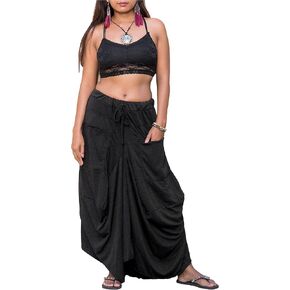 Thaluta Women's Maxi Skirt Bohemian with Pockets Gypsy Elastic High Waist Cotton