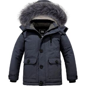 ZSHOW Boys' Hooded Winter Coat Warm Water-Resistant Puffer Jacket Thick Fleece Parka