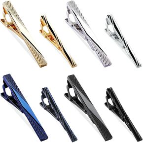 MOZETO Tie Clips for Men, Black Gold Blue Gray Silver Tie Bar Set for Regular Ties, Luxury Box Gift Ideas (Fashion Style) in Kuwait