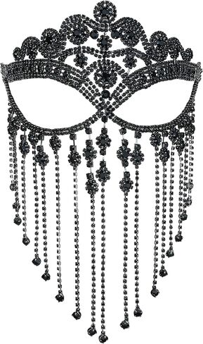 MineSign Tassel Mask chain for Women Fringe Masquerade Head Chain Rhinestone Face Jewelry for Halloween PartyCosplay in Saudi Arabia