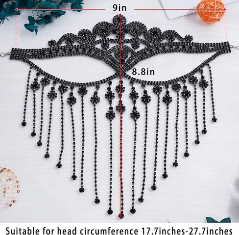 MineSign Tassel Mask chain for Women Fringe Masquerade Head Chain Rhinestone Face Jewelry for Halloween PartyCosplay in Saudi Arabia