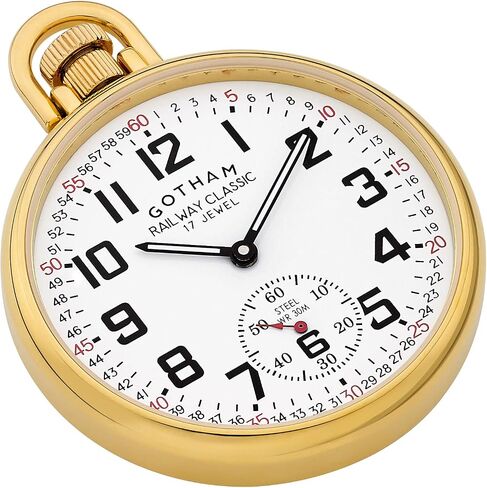 Gotham Men's Gold-Plated Stainless Steel Mechanical Hand Wind Railroad Style Pocket Watch # GWC14108G in Kuwait