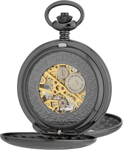 Gotham Men's Gunmetal 17 Jewel Mechanical Double Hunter Pocket Watch # GWC14050BBK in Kuwait