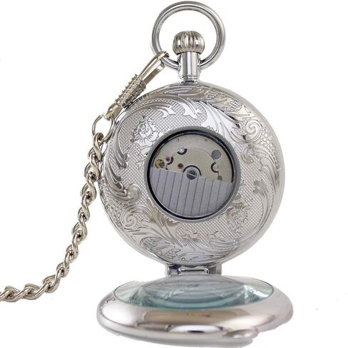 OGLE مقاوم للماء المكبر التقويم تاريخ الأسبوع الذهب سلسلة سوداء نصف الصيادين فوب ذاتية اللف التلقائي الهيكل العظمي الميكانيكية الدائمة ساعة الجيب in Kuwait