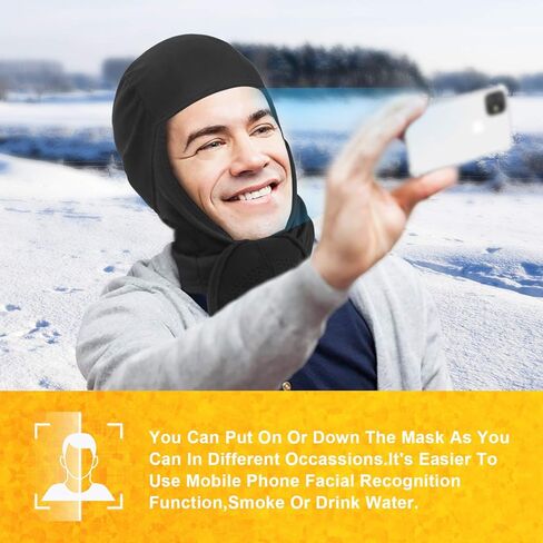 قناع تزلج بالاكلافا في الطقس البارد من زيردوسين قناع الشتاء مقاوم للرياح مصنوع من الصوف الحراري للدراجات النارية قناع الوجه بتصميم مغناطيسي لتدفئة الرقبة أسود، مقاس واحد, أسود, One Size in Kuwait