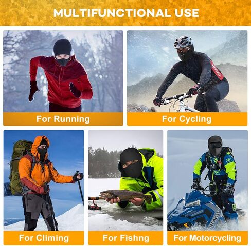 قناع تزلج بالاكلافا في الطقس البارد من زيردوسين قناع الشتاء مقاوم للرياح مصنوع من الصوف الحراري للدراجات النارية قناع الوجه بتصميم مغناطيسي لتدفئة الرقبة أسود، مقاس واحد, أسود, One Size in Kuwait