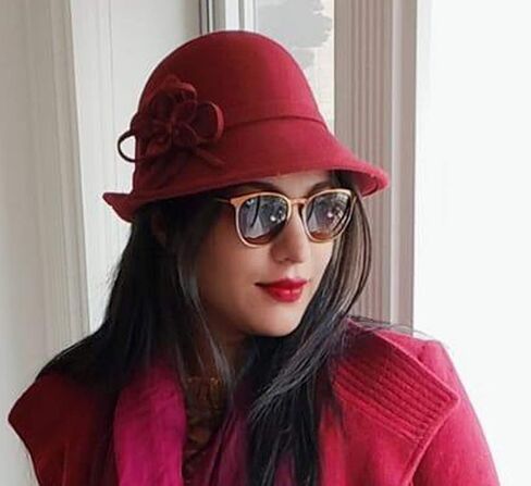 قبعة Bellady النسائية الأنيقة ذات اللون الزهري من الصوف على شكل دلو in Kuwait