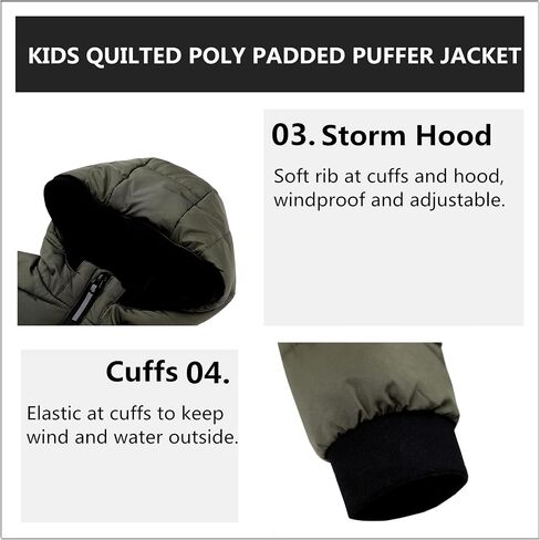 Hiheart Boys Girls Thick Padded Winter Coat Warm Hooded Jacket in Kuwait