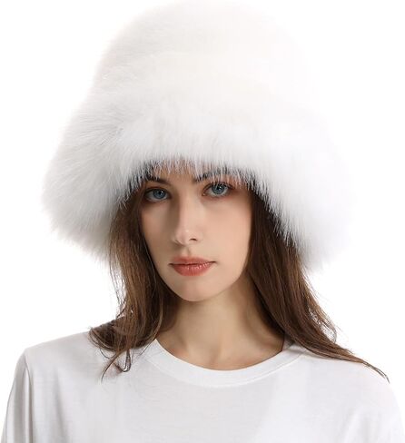 Fuzzy Bucket Hat for Women Winter Fluffy Furry Plush Faux Fur Hats Rainbow Cute Women's Bucket Hats in Kuwait