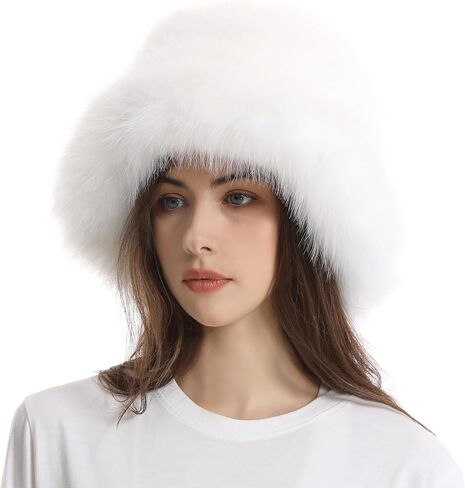Fuzzy Bucket Hat for Women Winter Fluffy Furry Plush Faux Fur Hats Rainbow Cute Women's Bucket Hats in Kuwait