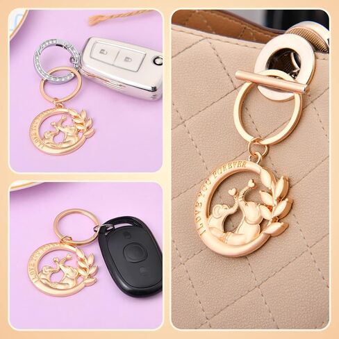 24 قطعة (I LOVE YOU FOREVER) سلسلة مفاتيح بتصميم فيل وحلقة مفاتيح مفضلة لحفلات استقبال المولود وحفلات الزفاف وهدايا الحفلات والهدايا التذكارية والديكورات، مع ملصقات وحقائب حريرية in Kuwait