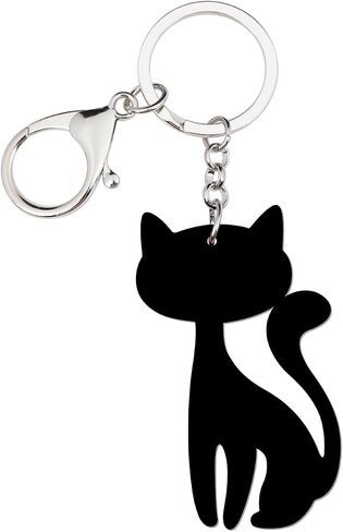 BONSNY Acrylic Cat Key Chains For Women Car Purse Bag Rings Pendant Girl Gift Charms in Kuwait