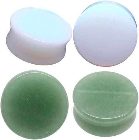 مجموعة سدادات الأذن من SoScene مكونة من زوجين من الأفينتورين الأخضر الصلب والأوبليت الصلب 4 قطع in Kuwait