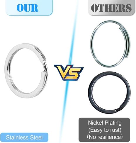 20pcs Stainless Steel Key Ring, Round Key Rings for Flat Keychains, Keychain Rings Key Rings for Keychains for Car Keys, Household Keys, Dog Tags (25mm and 30 mm) in Saudi Arabia