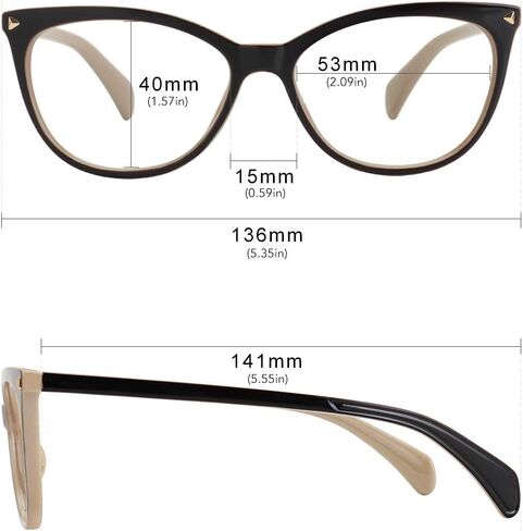 MEETSUN Non Prescription Glasses Frames For Women，Retro Cateye Fake Eyeglasses HD Clear Lens in Kuwait