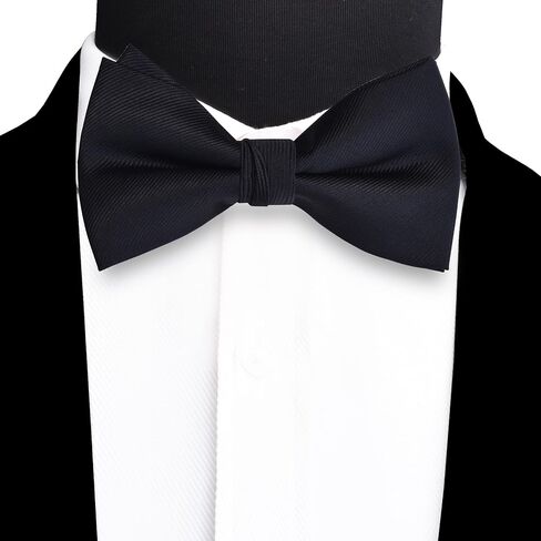 GUSLESON Mens Solid Color Jacquard Woven Adjustable Pre-tied Bow Tie and Pocket Square Cufflink Set with Gift Box in Kuwait