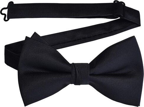 GUSLESON Mens Solid Color Jacquard Woven Adjustable Pre-tied Bow Tie and Pocket Square Cufflink Set with Gift Box in Kuwait