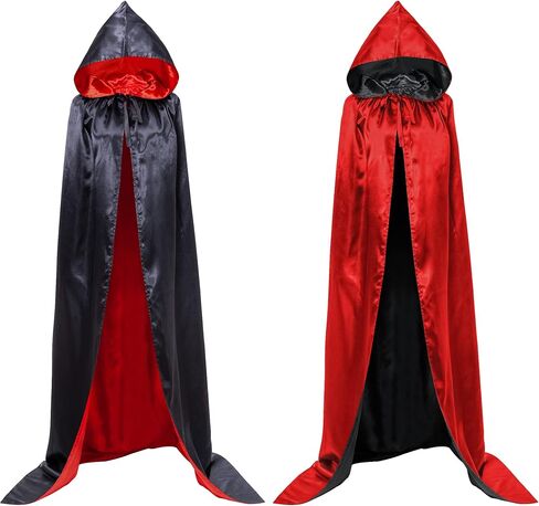عباءة مصاصي الدماء ذات الوجهين للجنسين من IvyRobes مع غطاء رأس لحفلات تنكرية للبالغين لحفلات عيد الميلاد والهالوين باللونين الأسود والأحمر in Kuwait