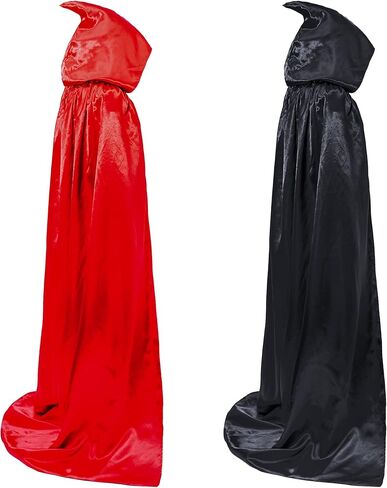 عباءة مصاصي الدماء ذات الوجهين للجنسين من IvyRobes مع غطاء رأس لحفلات تنكرية للبالغين لحفلات عيد الميلاد والهالوين باللونين الأسود والأحمر in Kuwait