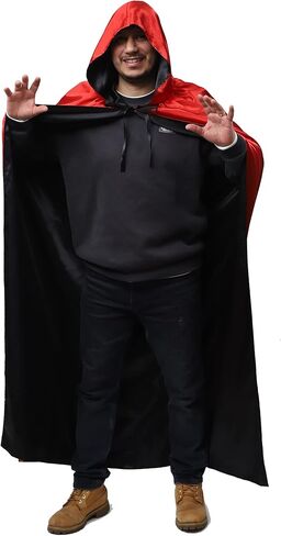 عباءة مصاصي الدماء ذات الوجهين للجنسين من IvyRobes مع غطاء رأس لحفلات تنكرية للبالغين لحفلات عيد الميلاد والهالوين باللونين الأسود والأحمر in Kuwait