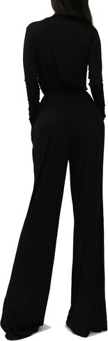 Vivicastle Women's USA Sexy Wrap Top Wide Leg Long Sleeve Cocktail Knit Jumpsuit in Kuwait