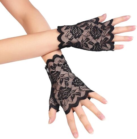 Beelittle 80s Costume Accessories Women Madonna Outfit with 1980s Fishnet Lace Gloves Bow Headband Earrings Necklace Bracelet in Saudi Arabia
