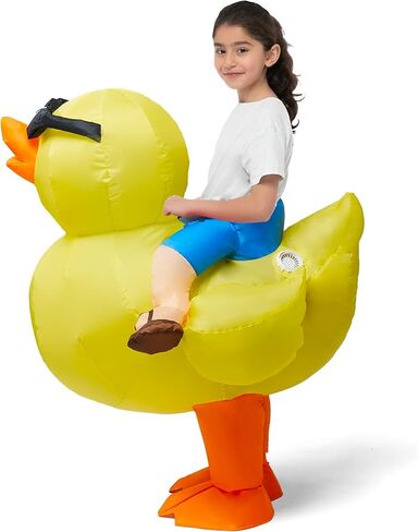 Spooktacular Creations Kids Inflatable Costume, Riding a Yellow Duck, Ride-on Blow Up Costume, Funny Halloween Duck Costumes Inflatable Suit for Halloween Dress Up Party in Saudi Arabia