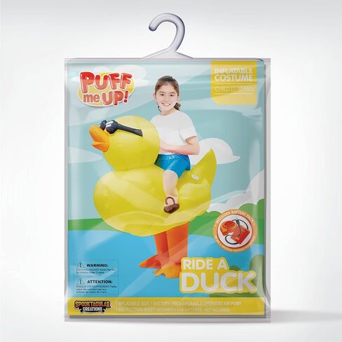 Spooktacular Creations Kids Inflatable Costume, Riding a Yellow Duck, Ride-on Blow Up Costume, Funny Halloween Duck Costumes Inflatable Suit for Halloween Dress Up Party in Saudi Arabia