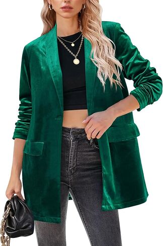 GRAPENT Velvet Blazers Jackets for Women Business Casual Oversized Long Suit Jacket Dressy Cardigan Blazer Work Office in Kuwait