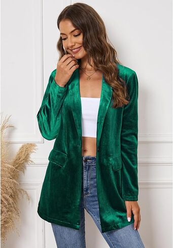 GRAPENT Velvet Blazers Jackets for Women Business Casual Oversized Long Suit Jacket Dressy Cardigan Blazer Work Office in Kuwait