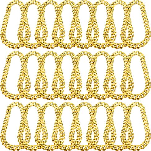 Inbagi 24 Pcs Big Gold Chain Bulk Fake Chunky Gold Color Chain Necklace for Men Women Hip Hop Turnover Chain Gold Faux Rapper Chain for 80s 90s Punk Style Costume Halloween Costume, 32 Inches Long in Saudi Arabia