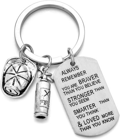 JRXOO Firefighter Keychain Firefighter To Be Gift Firefighter Graduation Gift Firefighter Gift For Men Firefighter Men Keychain in Saudi Arabia