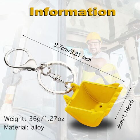 Funny Metal Excavator Bucket Keychains for Mens unique keychains Car Key Chain Birthday Gift For Men Boy Kids Backpack charms in Kuwait