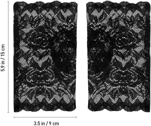 LUOEM زوج واحد من قفازات الدانتيل بدون أصابع للنساء، قفازات نصف إصبع للزفاف، حماية من الأشعة فوق البنفسجية، قفازات بدون أصابع، قفازات مقاومة للشمس (أسود) in Kuwait
