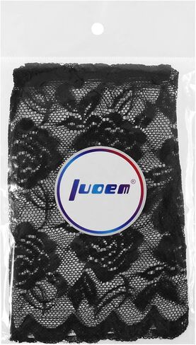 LUOEM زوج واحد من قفازات الدانتيل بدون أصابع للنساء، قفازات نصف إصبع للزفاف، حماية من الأشعة فوق البنفسجية، قفازات بدون أصابع، قفازات مقاومة للشمس (أسود) in Kuwait