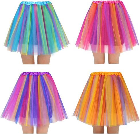4 Pack Women's Adult Teen Classic Elastic Tulle Tutu Skirt Party Marathon Dance Costume Skirts in Saudi Arabia