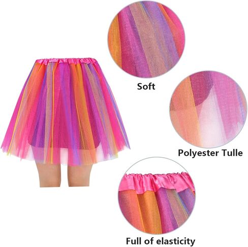 4 Pack Women's Adult Teen Classic Elastic Tulle Tutu Skirt Party Marathon Dance Costume Skirts in Saudi Arabia
