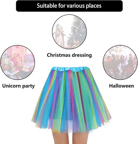 4 Pack Women's Adult Teen Classic Elastic Tulle Tutu Skirt Party Marathon Dance Costume Skirts in Saudi Arabia