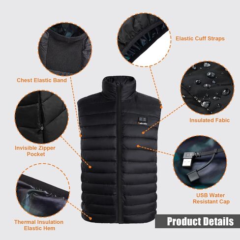 سترة Eskreka ساخنة للرجال مع حزمة بطارية متضمنة، سترة كهربائية خفيفة الوزن للرجال، سترات ساخنة للرجال قابلة لإعادة الشحن in Kuwait