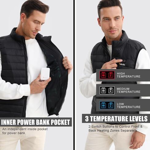 سترة Eskreka ساخنة للرجال مع حزمة بطارية متضمنة، سترة كهربائية خفيفة الوزن للرجال، سترات ساخنة للرجال قابلة لإعادة الشحن in Kuwait