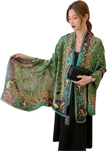 K-Elewon Silk Scarf Head scarf Fashion Scarves Long Lightweight Sunscreen Shawls for Women in Kuwait