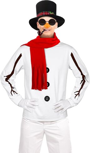 SOMSOC 8 Pieces Snowman Costume Kit Winter Frosty Costume for Men Sweatshirt Top Hat Carrot Nose Scarf Gloves for Christmas in Kuwait