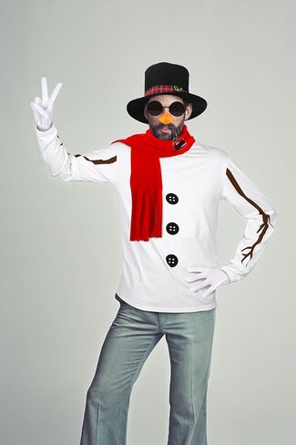 SOMSOC 8 Pieces Snowman Costume Kit Winter Frosty Costume for Men Sweatshirt Top Hat Carrot Nose Scarf Gloves for Christmas in Kuwait