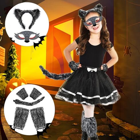 Toylink Wolf Ears and Tail Set Kids Wolf Costume for Girls Women Halloween Cosplay Party Animal Costume Dress up Accessories in Kuwait